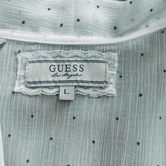 Guess tie front button down sheer shirt - Picture 5 of 8